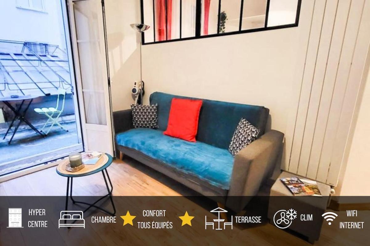 T1 Centre - Ideal Couple & Amis - Confort - Wifi - Calme - Climatisation - Coin Terrasse Appartement *